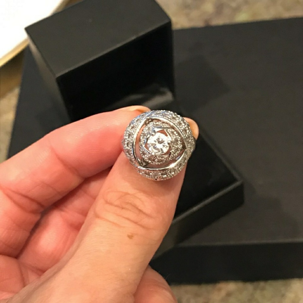 Rose Accent Sterling Statement Ring - image 1